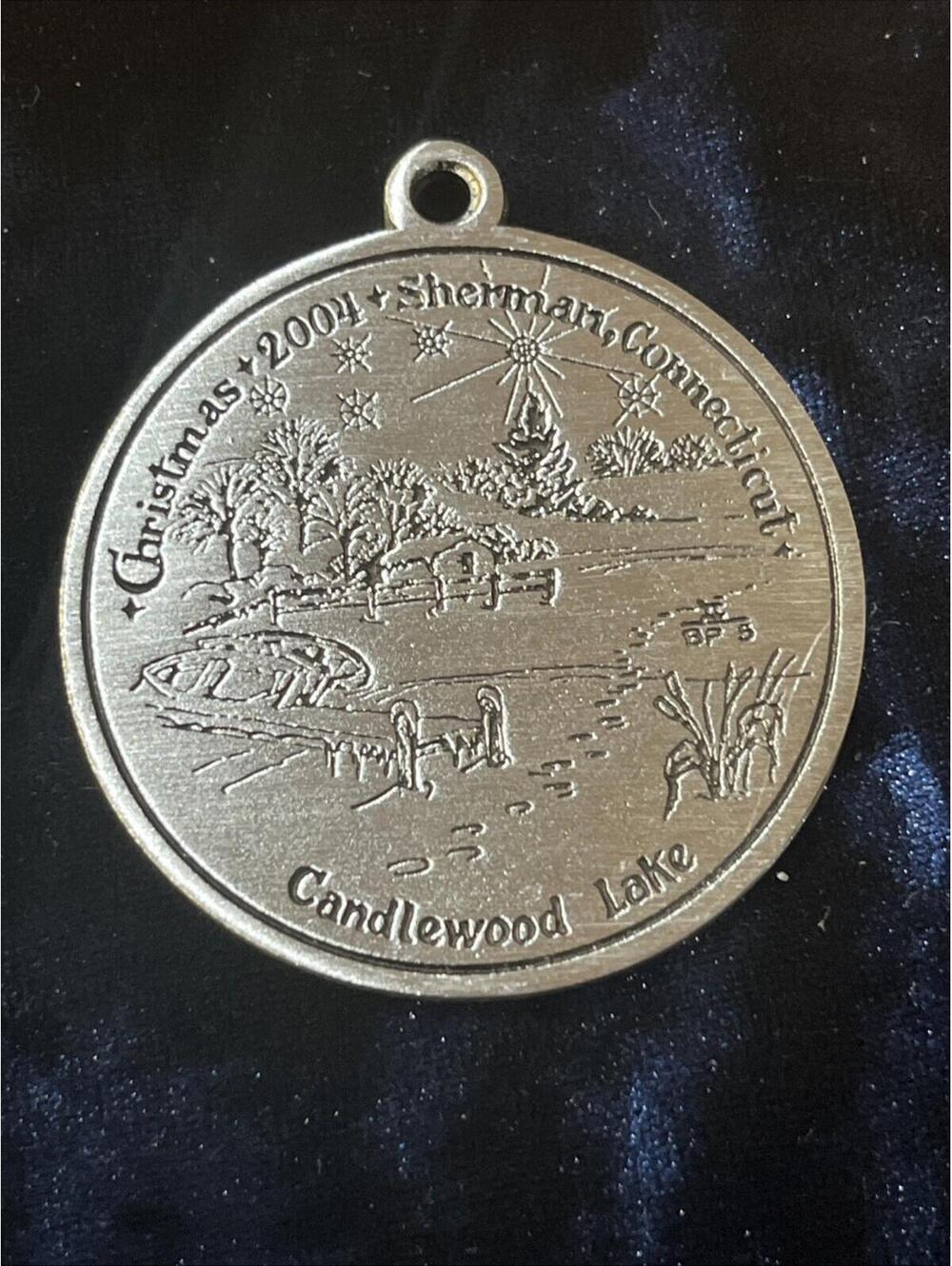 Vintage Pewter Christmas Ornament Candlewood Lake  Sherman Connecticut 2004